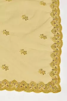 Yellow Embellished Sequinned & Embroidered Semi Stitched Lehenga & Unstitched Blouse With Dupatta