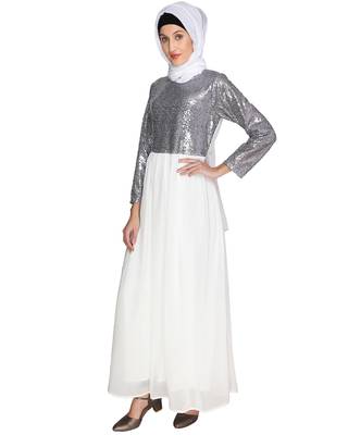 Off-white sequins  georgette abaya 1