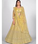 Yellow Embellished Embroidered Semi Stitched Lehenga & Unstitched Blouse With Dupatta
