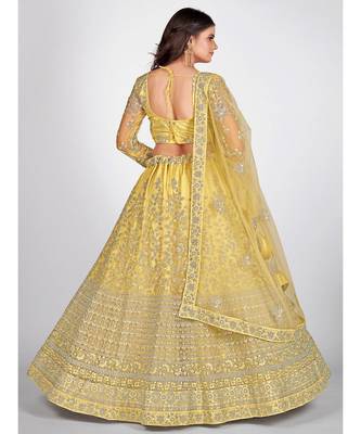 Yellow Embellished Embroidered Semi Stitched Lehenga & Unstitched Blouse With Dupatta 2
