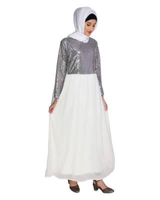 Off-white sequins  georgette abaya 2