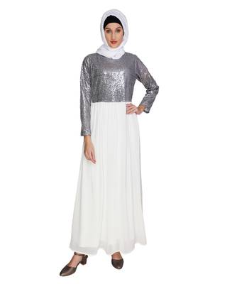 Off-white sequins  georgette abaya 3