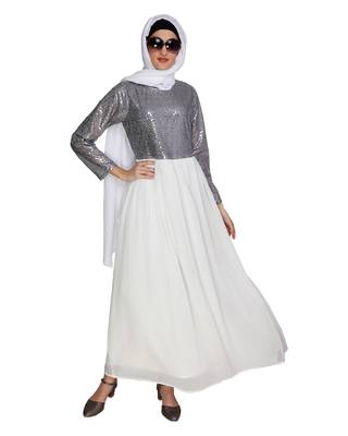 Off-white sequins  georgette abaya 4