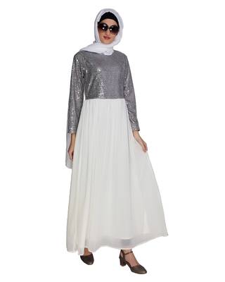 Off-white sequins  georgette abaya 5