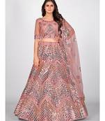 Pink & Silver Foil Zari Semi Stitched Lehenga & Unstitched Blouse with Dupatta