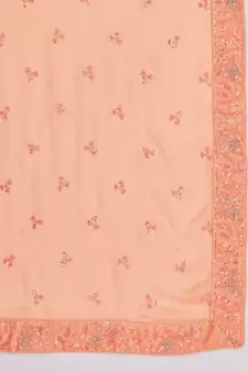 Orange Embellished Sequinned Semi Stitched Lehenga & Unstitched Blouse With Dupatta