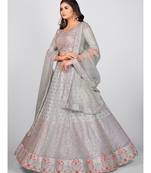 Grey Embellished Sequinned & Embroidered Semi Stitched Lehenga & Unstitched Blouse With Dupatta