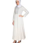Off-white lace satin abaya