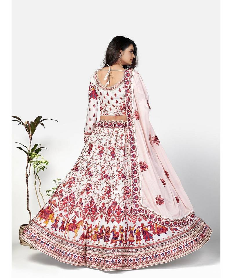 Floral Printed Semi-Stitched Lehenga & Unstitched Blouse With Dupatta main image 1