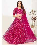 Pink & Silver Embellished Semi Stitched Lehenga & Unstitched Blouse Dupatta