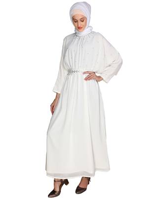 Off-white stone  georgette abaya 1