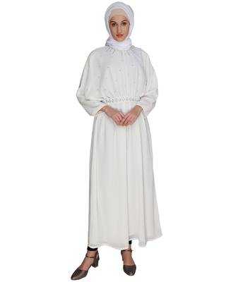 Off-white stone  georgette abaya 2