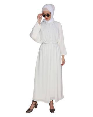 Off-white stone  georgette abaya 3