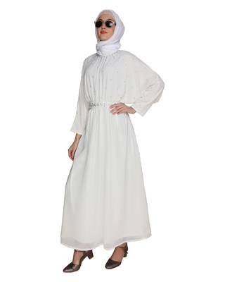 Off-white stone  georgette abaya 4