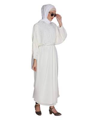 Off-white stone  georgette abaya 5