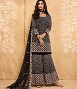 Black embroidered georgette salwar