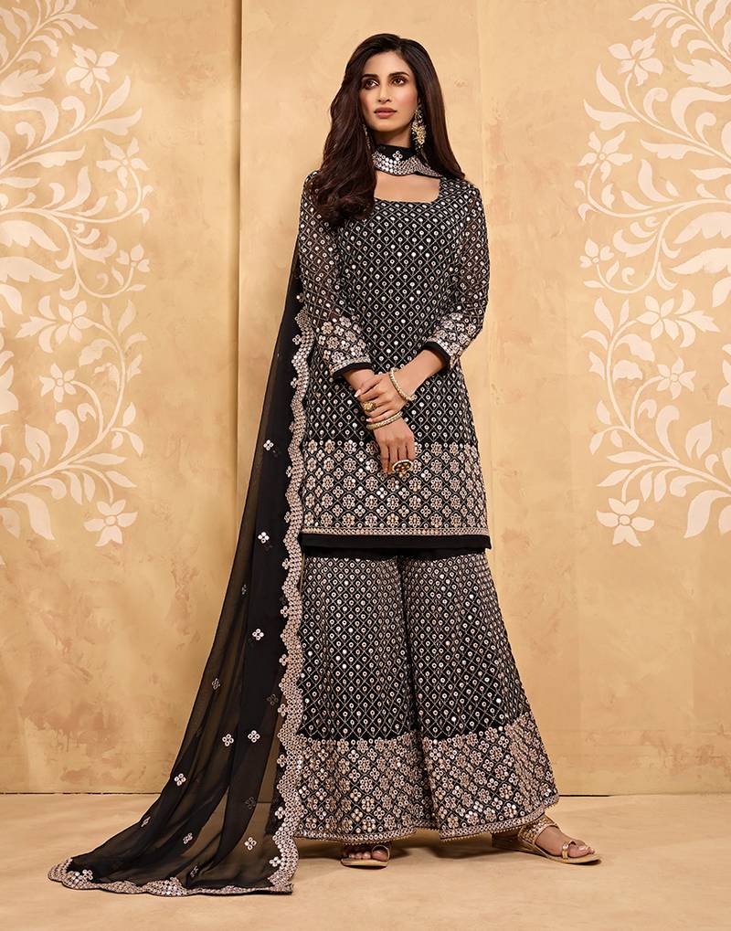 Black embroidered georgette salwar