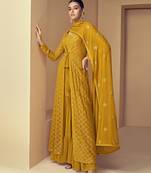 Mustard embroidered georgette salwar