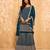 Dark-teal embroidered georgette salwar