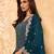 Dark-teal embroidered georgette salwar