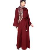 Wine plain satin abaya