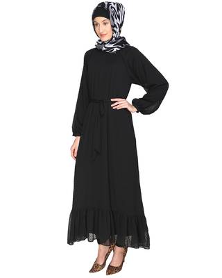 Black plain chiffon  abaya 1