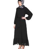 Black plain chiffon  abaya