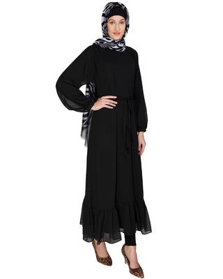 Black plain chiffon  abaya 2