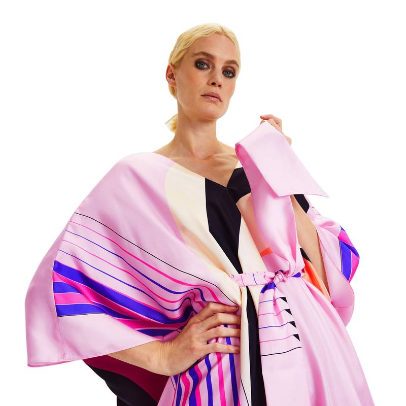 JSDC Lounge Wear Belt Style Printed Satin Silk Kaftan For Women