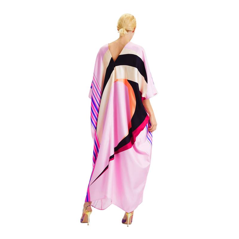 JSDC Lounge Wear Belt Style Printed Satin Silk Kaftan For Women