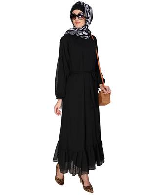 Black plain chiffon  abaya 4