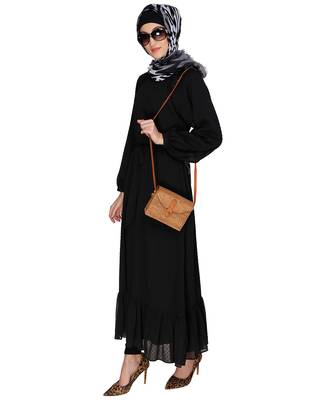 Black plain chiffon  abaya 5