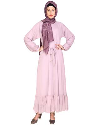 Lilac plain chiffon  abaya 1