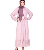 Lilac plain chiffon  abaya