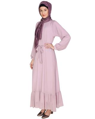 Lilac plain chiffon  abaya 2