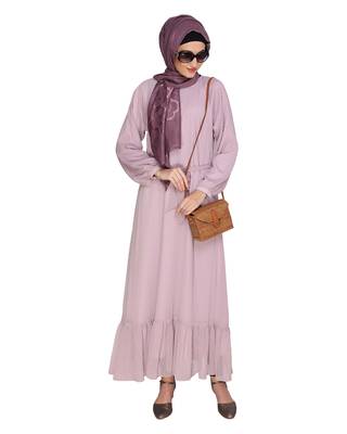 Lilac plain chiffon  abaya 3