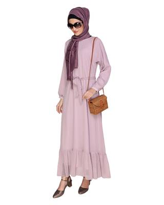 Lilac plain chiffon  abaya 4