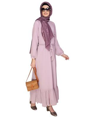 Lilac plain chiffon  abaya 5