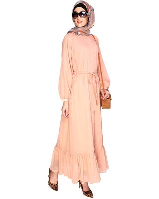Peach plain chiffon  abaya 1