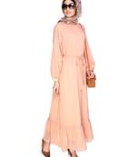 Peach plain chiffon  abaya