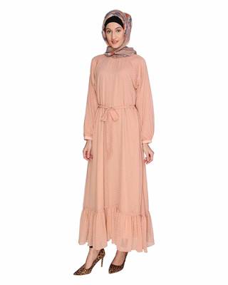 Peach plain chiffon  abaya 3
