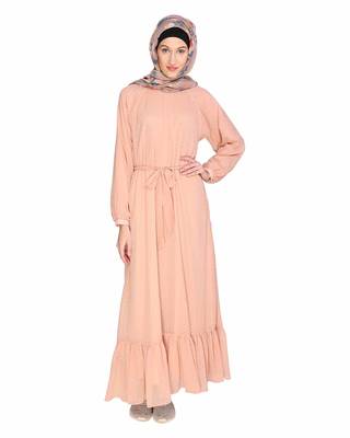 Peach plain chiffon  abaya 4