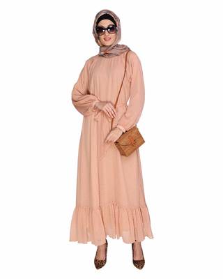 Peach plain chiffon  abaya 5