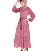 Onion-pink plain chiffon  abaya
