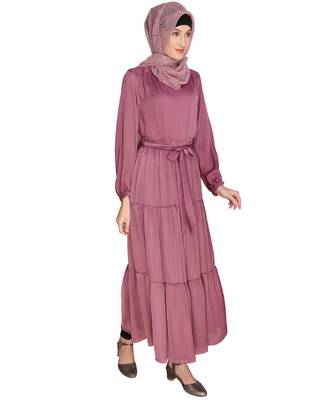 Onion-pink plain chiffon  abaya 2