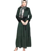 Green plain satin  abaya