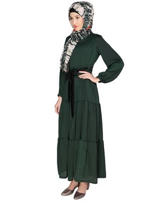 Green plain satin  abaya 2
