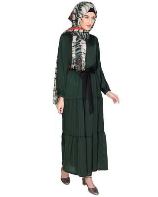 Green plain satin  abaya 3