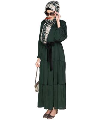 Green plain satin  abaya 5