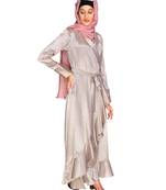 Brown plain satin abaya